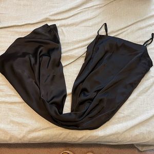 Black Square Top Silk Dress
